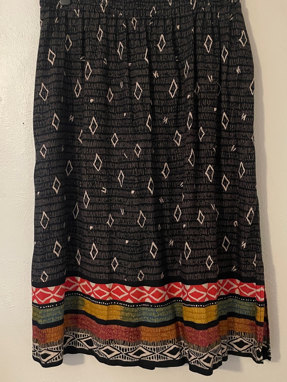 Vintage Sharon Anthony Woman Tribal Geometric Rayon Midi Skirt Pockets 16W